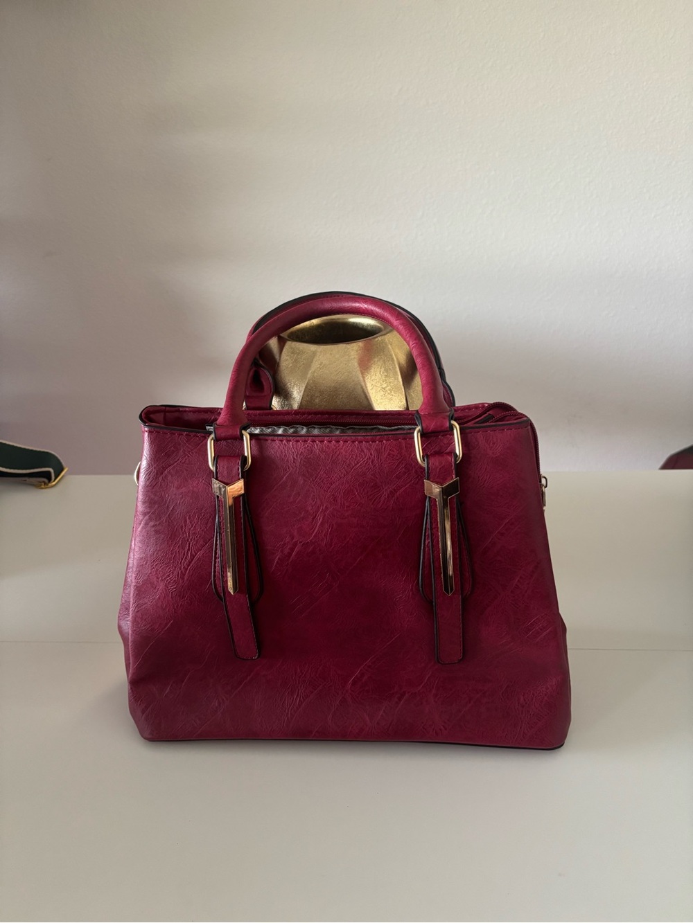 Structured Women’s Handbag in Deep Wine Red - Stylish Satchel